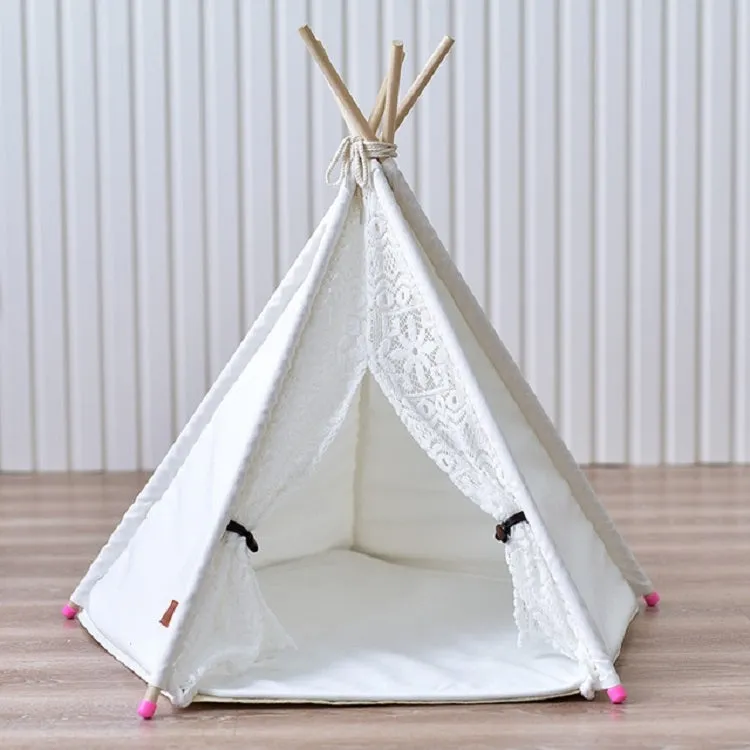 Removable and Washable Canvas Fabric Pet Nest Pet Tent, Size:40x40x50 cm, Style:Spiked Lace (without Pad)