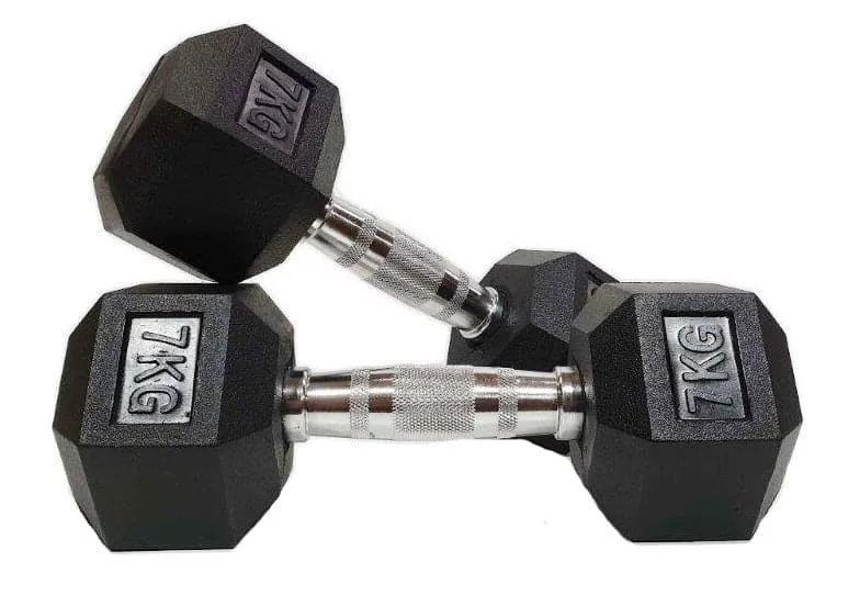 SALE:  Hex Dumbbell Pairs, "Class A" Commercial Grade - Rubber Coated (please select size)