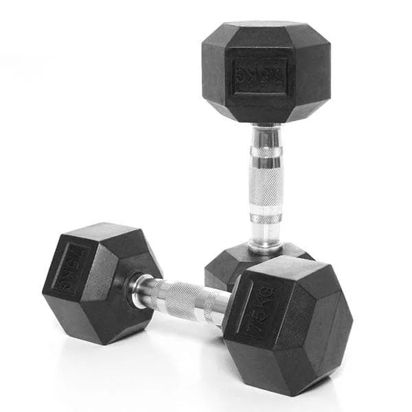 SALE:  Hex Dumbbell Pairs, "Class A" Commercial Grade - Rubber Coated (please select size)