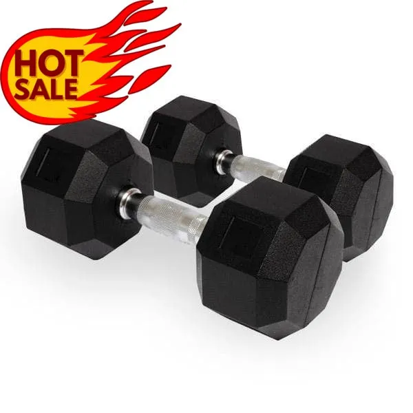 SALE:  Hex Dumbbell Pairs, "Class A" Commercial Grade - Rubber Coated (please select size)