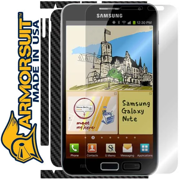 Samsung Galaxy Note Screen Protector & Black Carbon Fiber Skin Protector (International Version)