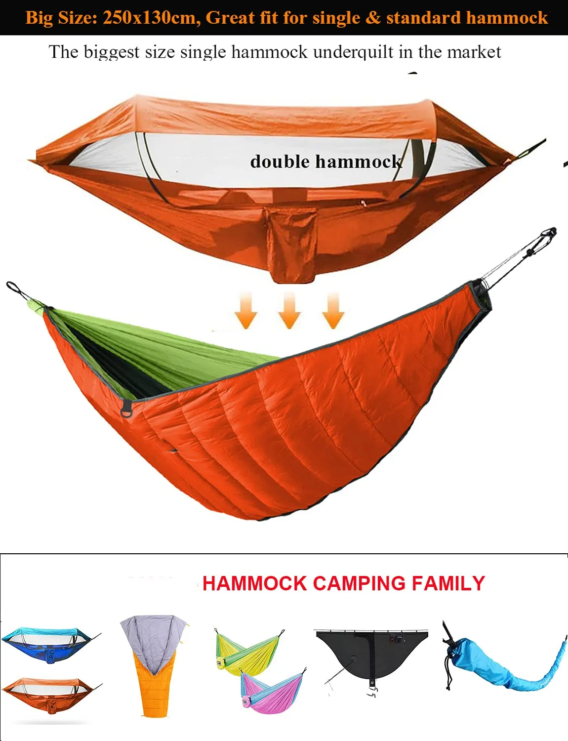 Single Hammock Underquilt Full Length Big Size Under Quilts for Hammocks