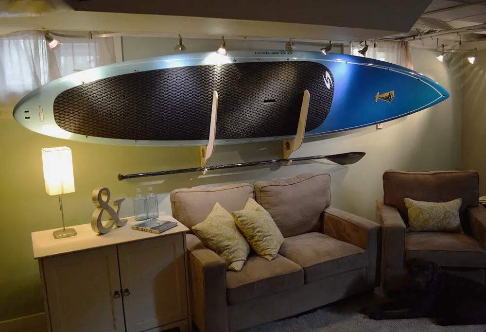 Single SUP Wall Rack with Paddle Holder | Adjustable Width