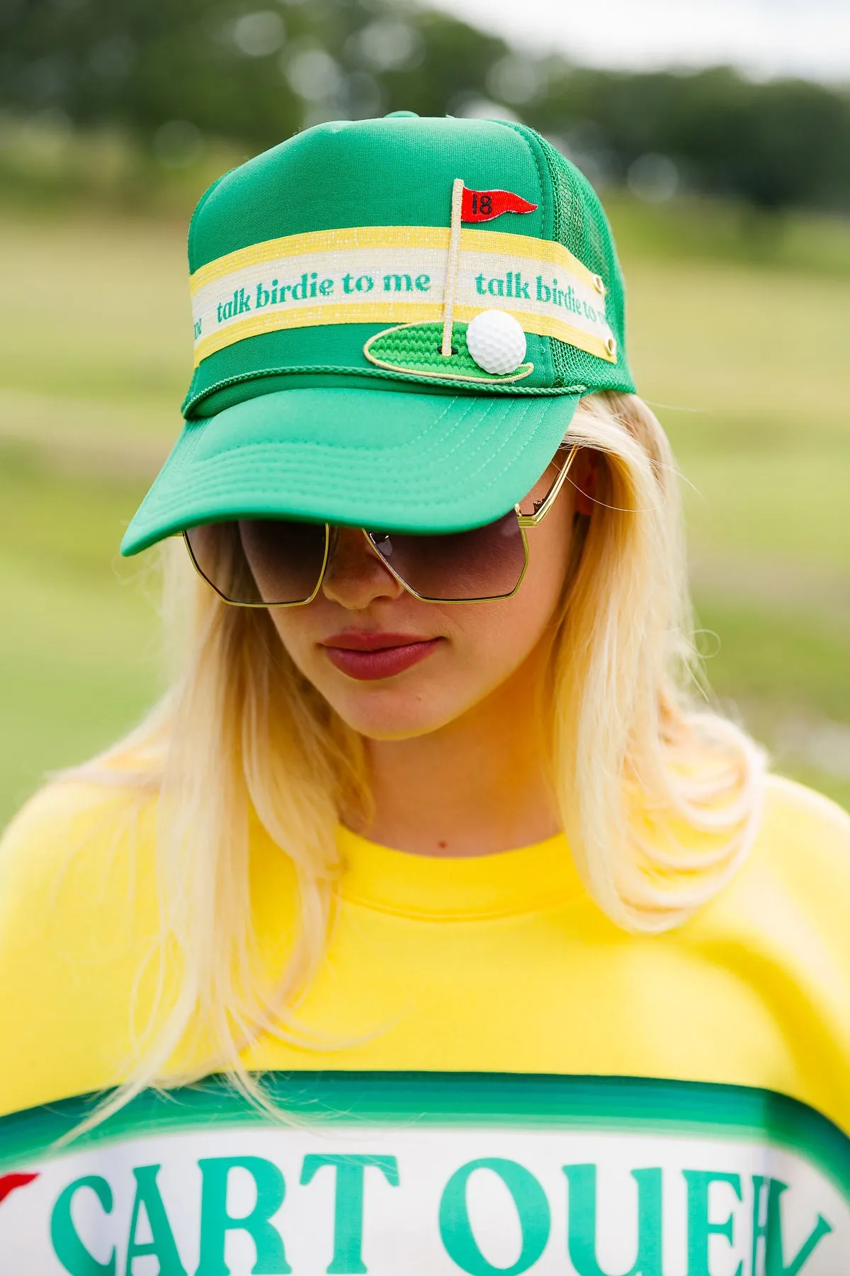 TALK BIRDIE TO ME GREEN TRUCKER HAT