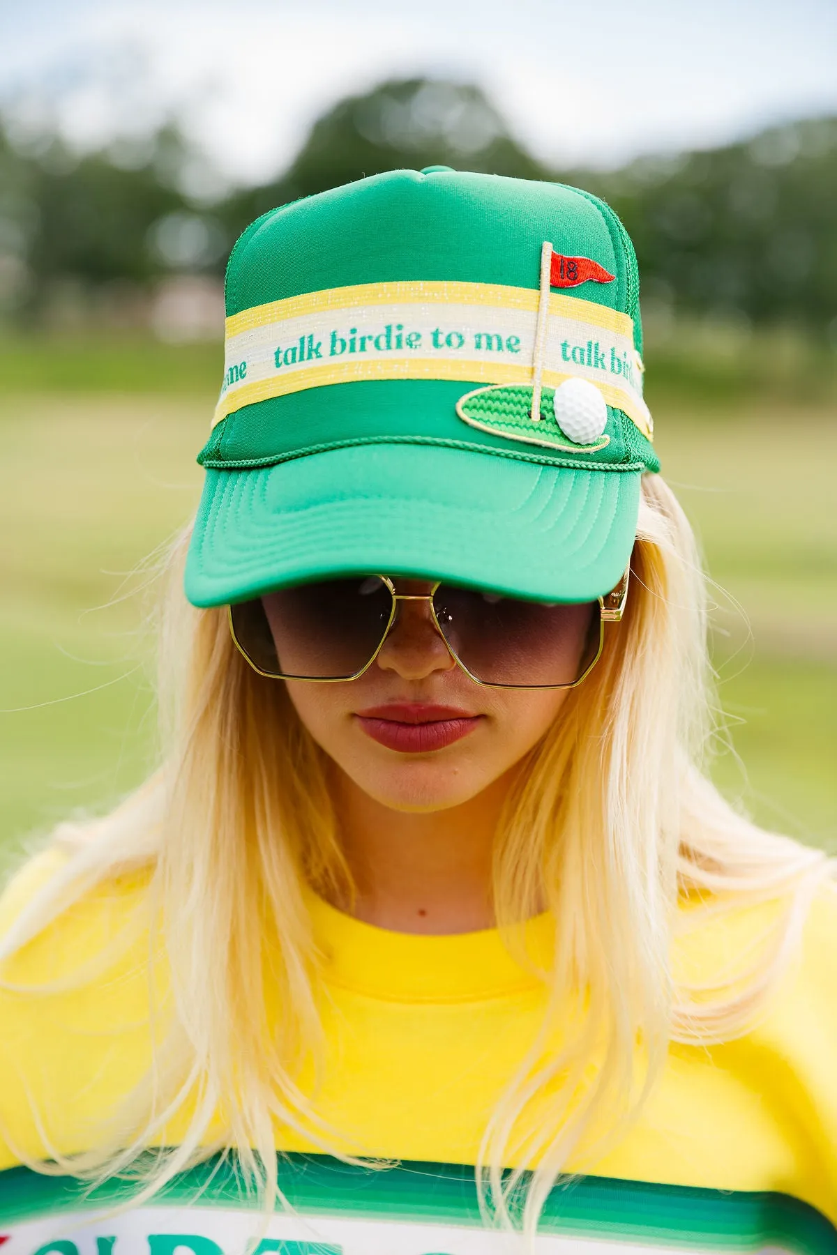 TALK BIRDIE TO ME GREEN TRUCKER HAT