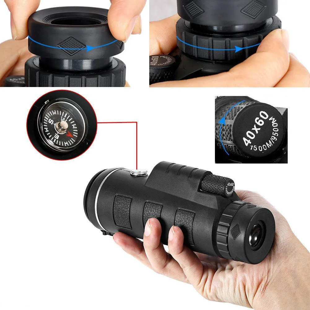 Telescope 40X60 Monocular Scope with Phone Clip