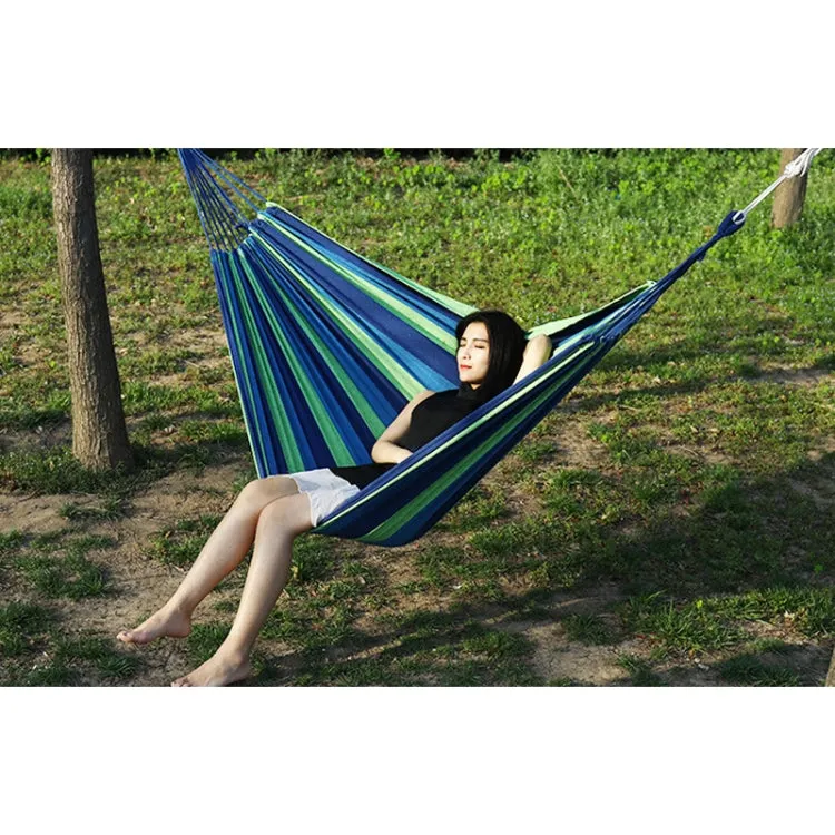 Thick Canvas Hammock Field Rollover Prevention Outdoor  Hammock Swing 260x150 No Stick (Blue Stripes)