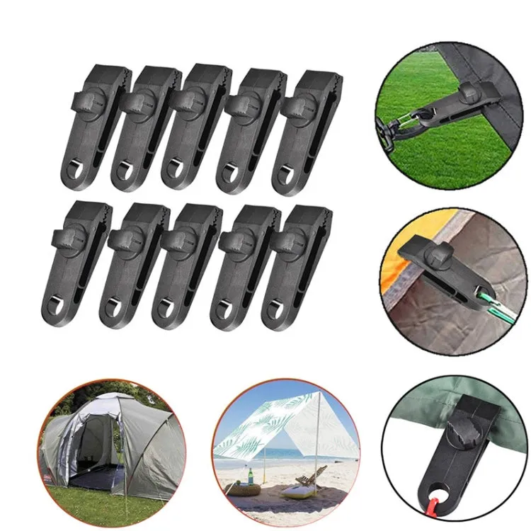 Windproof Canopy Fixed Tent Clip Rope Buckle Set 10 Clips 10 White Dot Ropes 10 Silver Buckles