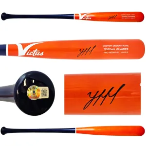 Yordan Alvarez Autographed Orange Victus Player Model Bat Houston Astros Beckett BAS Witness Stock #220438